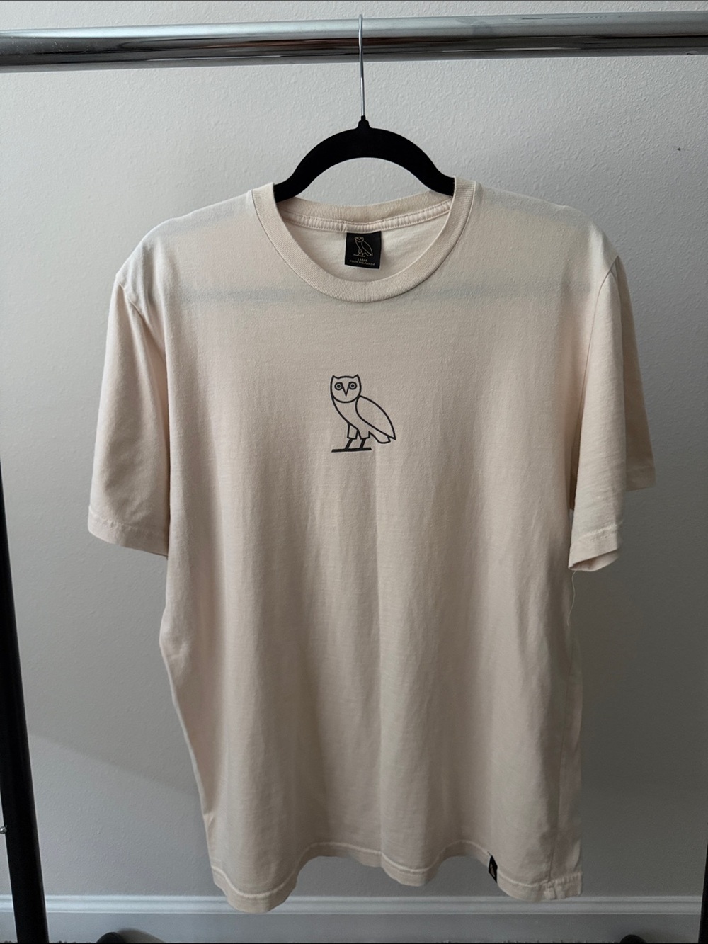 OVO Cream Tee with Black Owl Emblem
